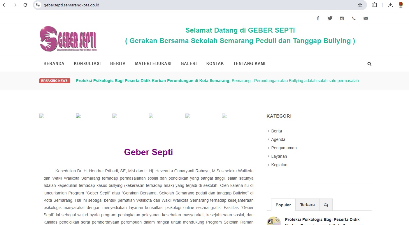 GEBER SEPTI (Gerakan Bersama Sekolah Semarang Peduli dan Tanggap Bullying)