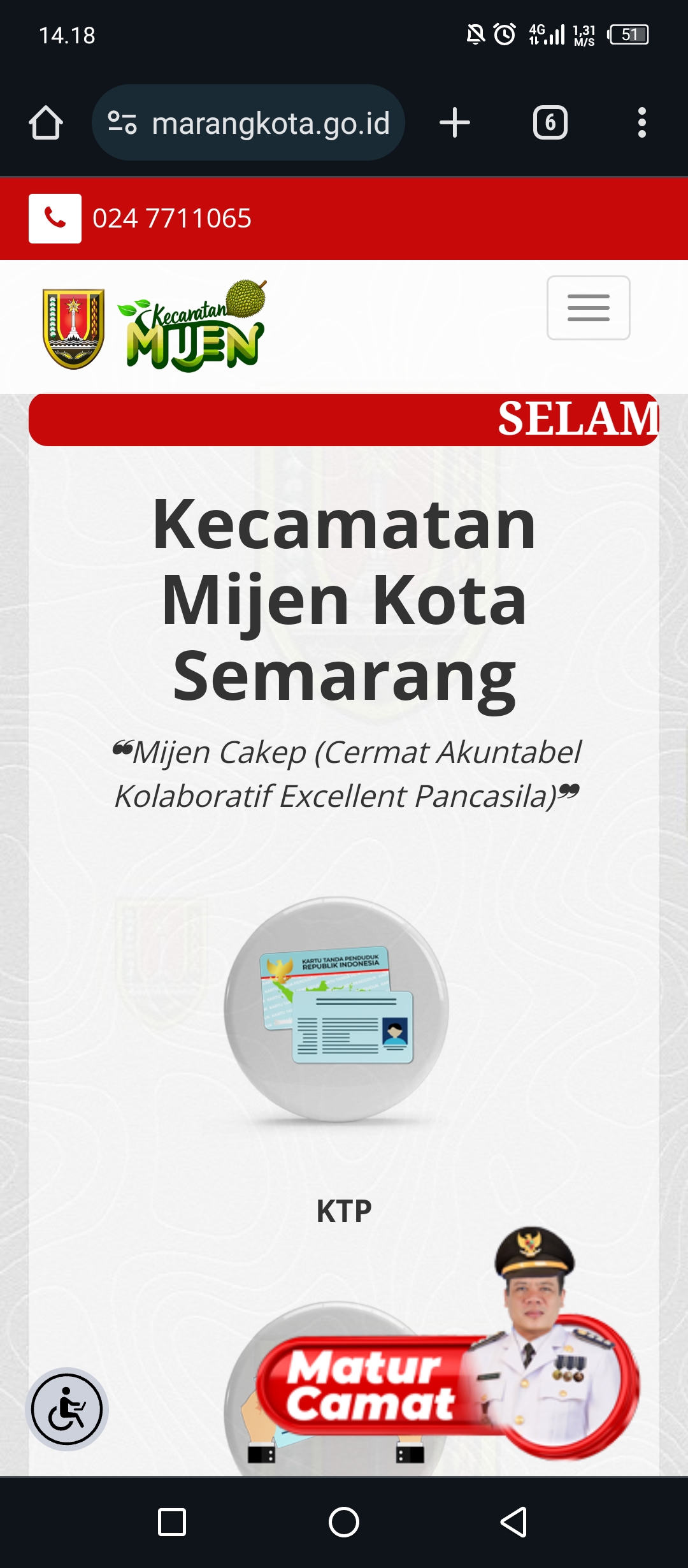 MATUR CAMAT ( Media Aduan Terpadu Untuk Respon Cepat Aduan Masyarakat Aman dan Transparan)