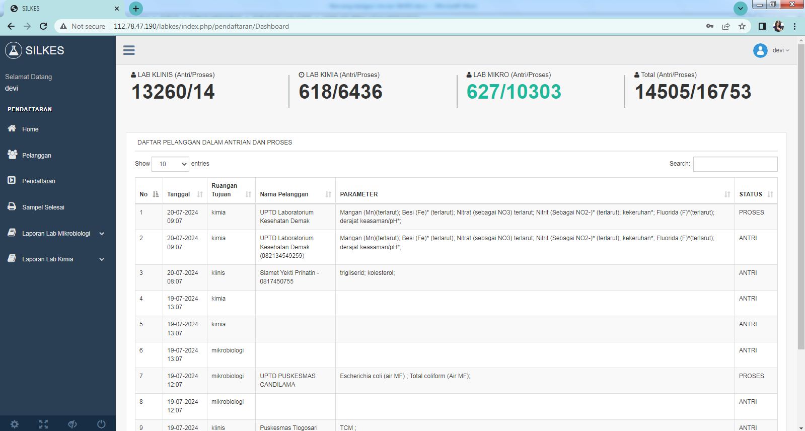 SILKES SEMARAK (SISTEM INFORMASI LABORATORIUM KESEHATAN SEMARANG KOTA)